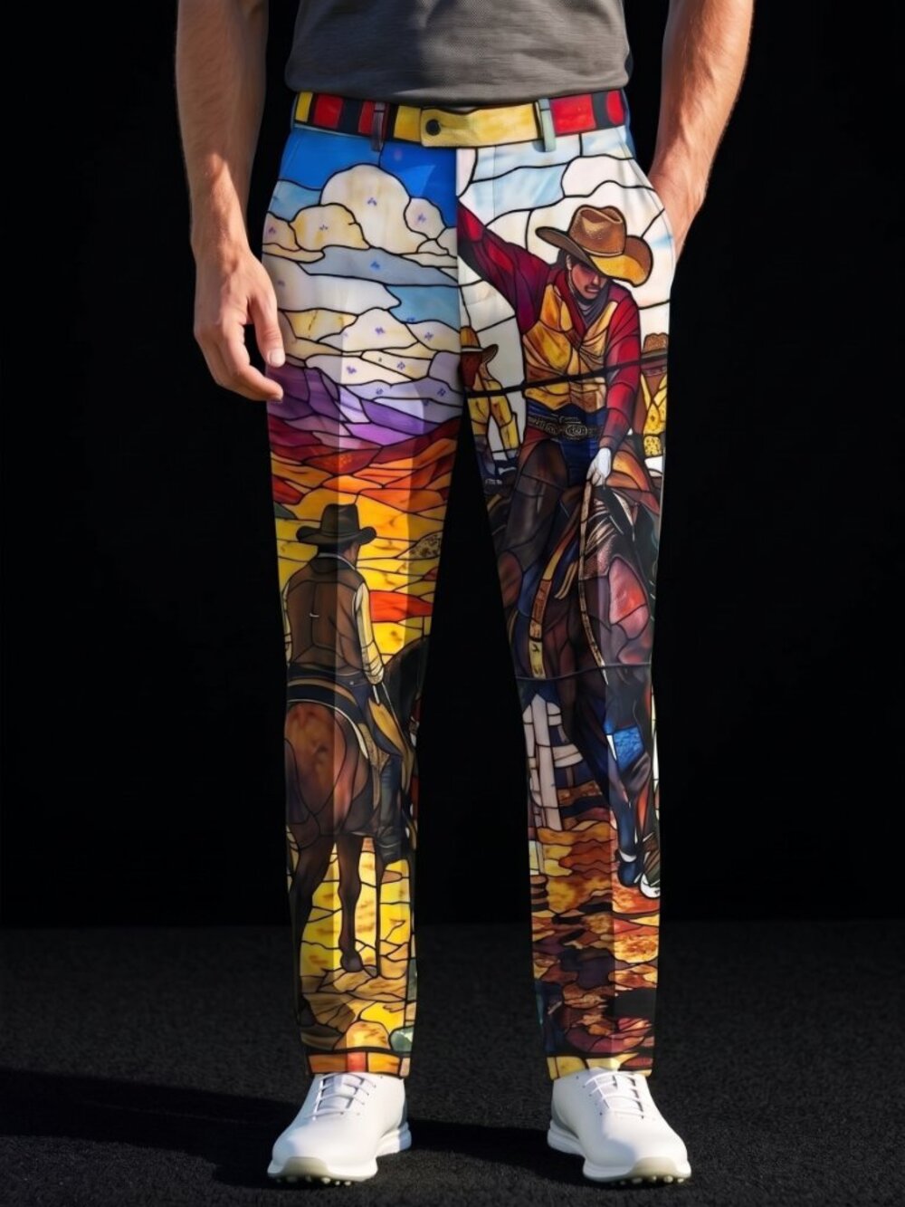 Conceptual Subculture Mens Golf Pants Size 42 Western Cowboy Paint by Numbers